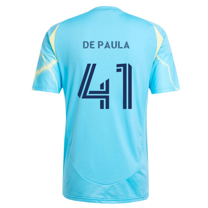 Danxen Bambino Maglia Matheus De Paula #41 Azzurro Chiaro Nero Giallo Chiaro Kit Gara Away 2026/27 Maglietta