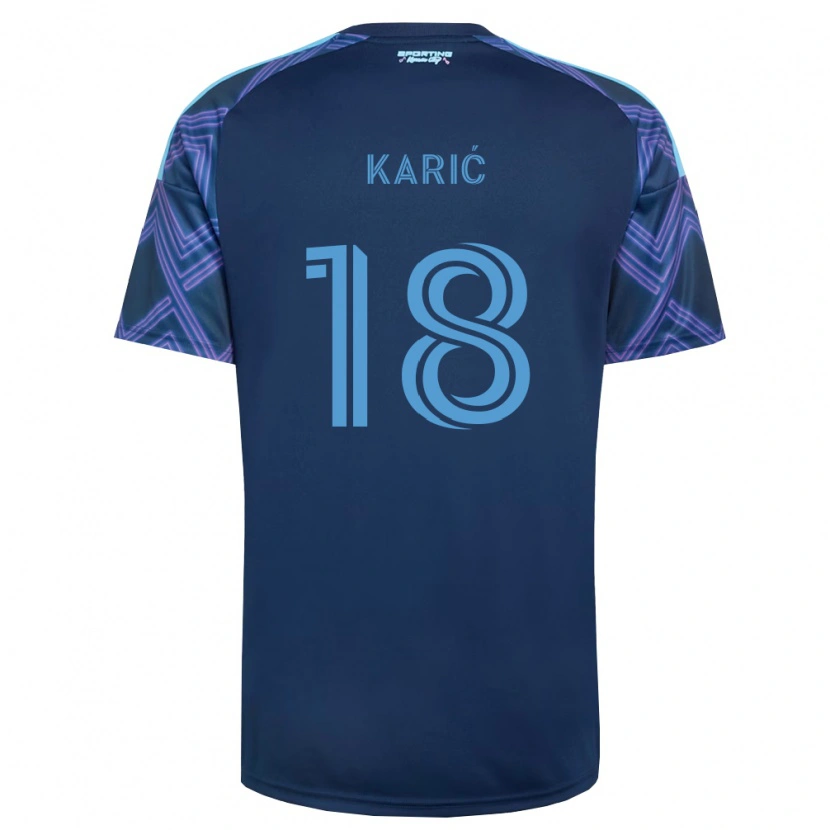 Danxen Bambino Maglia Emir Karić #18 Blu Reale Viola Kit Gara Away 2026/27 Maglietta