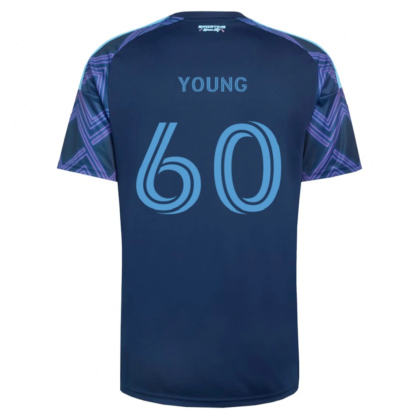 Danxen Bambino Maglia Nate Young #60 Blu Reale Viola Kit Gara Away 2026/27 Maglietta