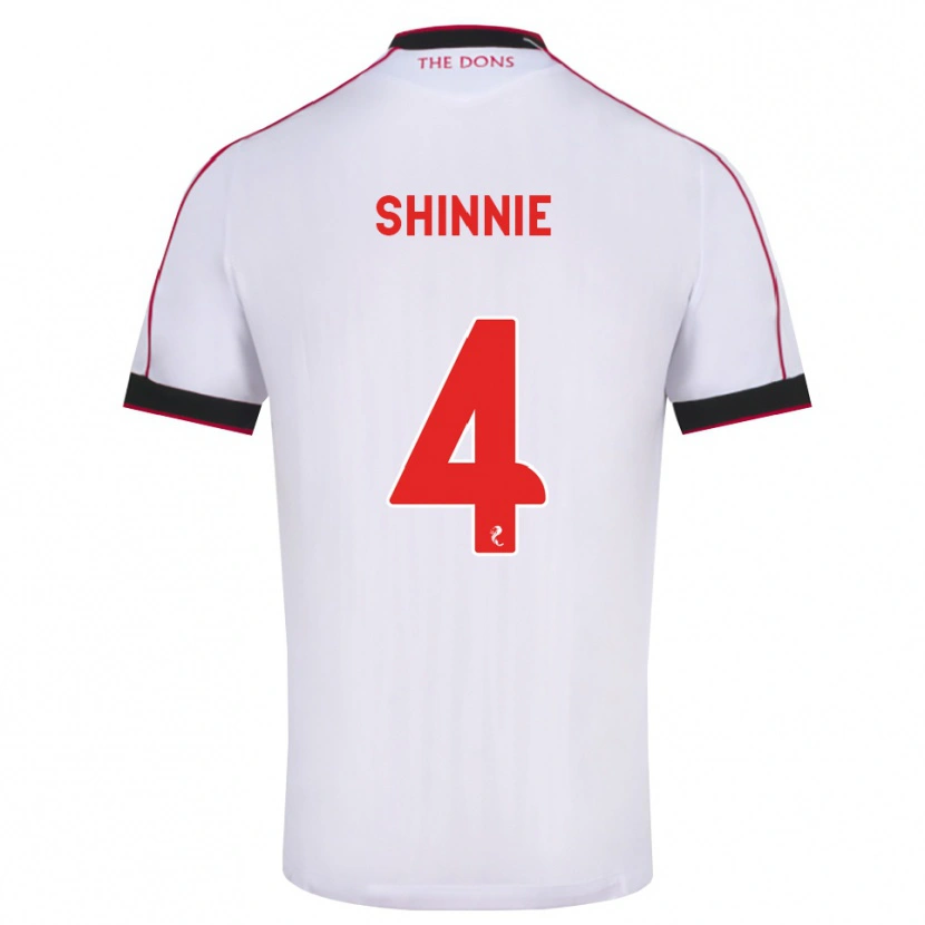 Danxen Bambino Maglia Graeme Shinnie #4 Bianco Rosso Nero Kit Gara Away 2026/27 Maglietta