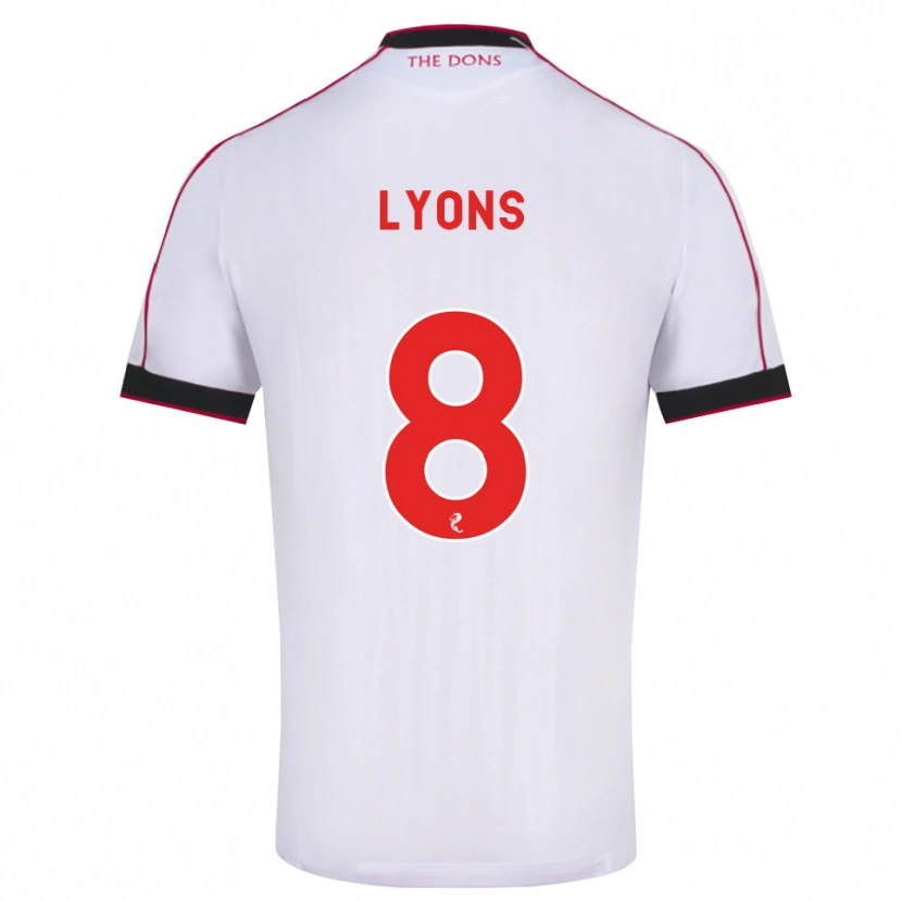 Danxen Bambino Maglia Brad Lyons #8 Bianco Rosso Nero Kit Gara Away 2026/27 Maglietta