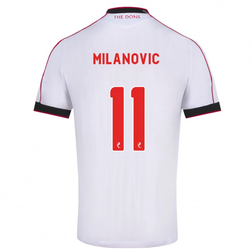 Danxen Bambino Maglia Nicolas Milanovic #11 Bianco Rosso Nero Kit Gara Away 2026/27 Maglietta