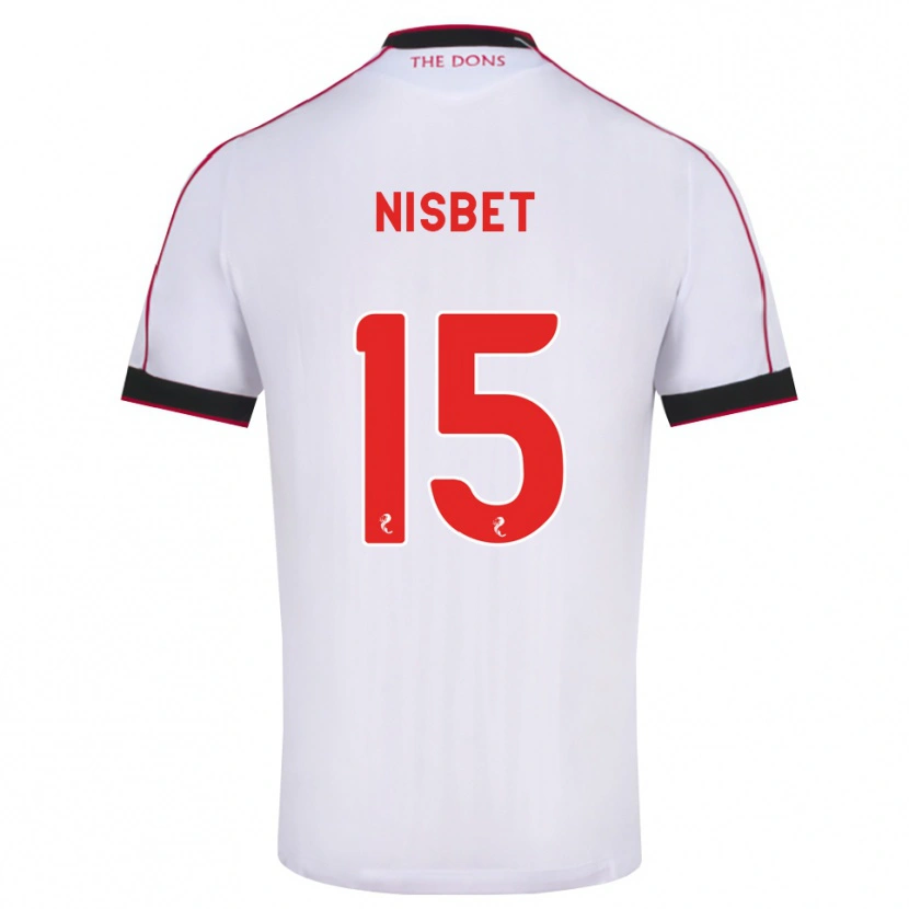 Danxen Bambino Maglia Kevin Nisbet #15 Bianco Rosso Nero Kit Gara Away 2026/27 Maglietta