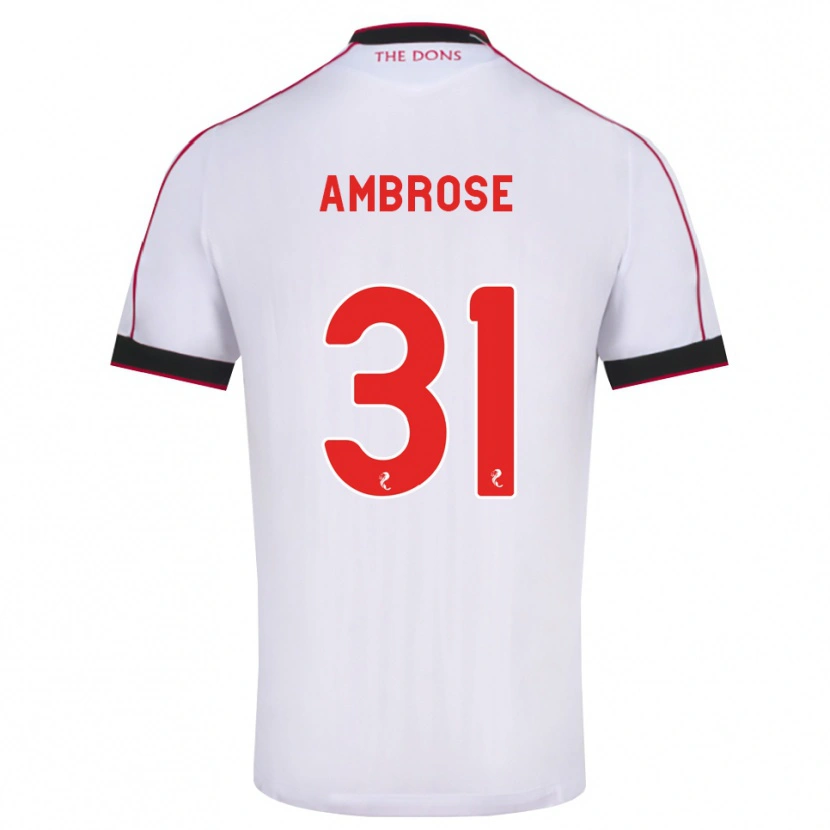 Danxen Bambino Maglia Peter Ambrose #31 Bianco Rosso Nero Kit Gara Away 2026/27 Maglietta