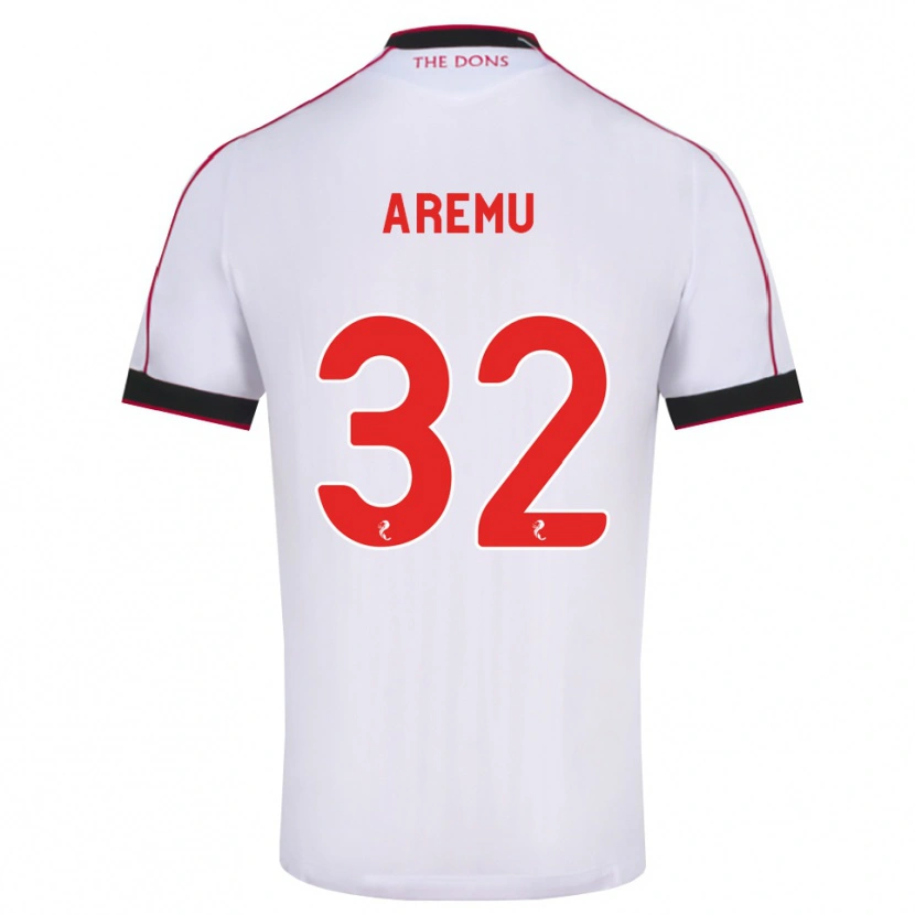 Danxen Bambino Maglia Afeez Aremu #32 Bianco Rosso Nero Kit Gara Away 2026/27 Maglietta