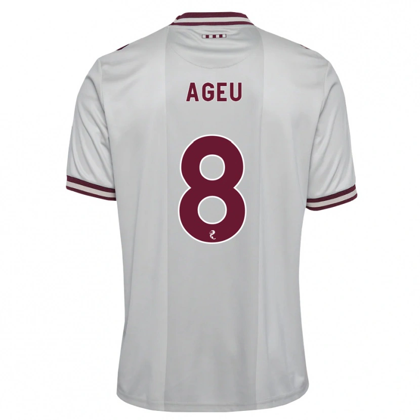 Danxen Bambino Maglia Eduardo Ageu Almeida Santos #8 Borgogna Bianco Kit Gara Away 2026/27 Maglietta