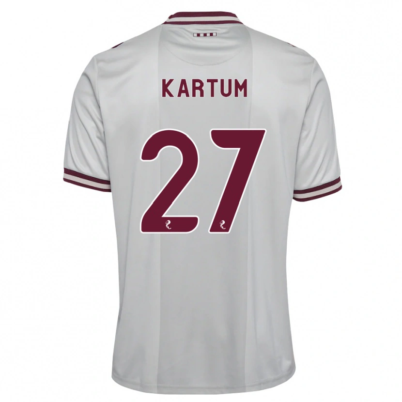 Danxen Bambino Maglia Sander Kartum #27 Borgogna Bianco Kit Gara Away 2026/27 Maglietta