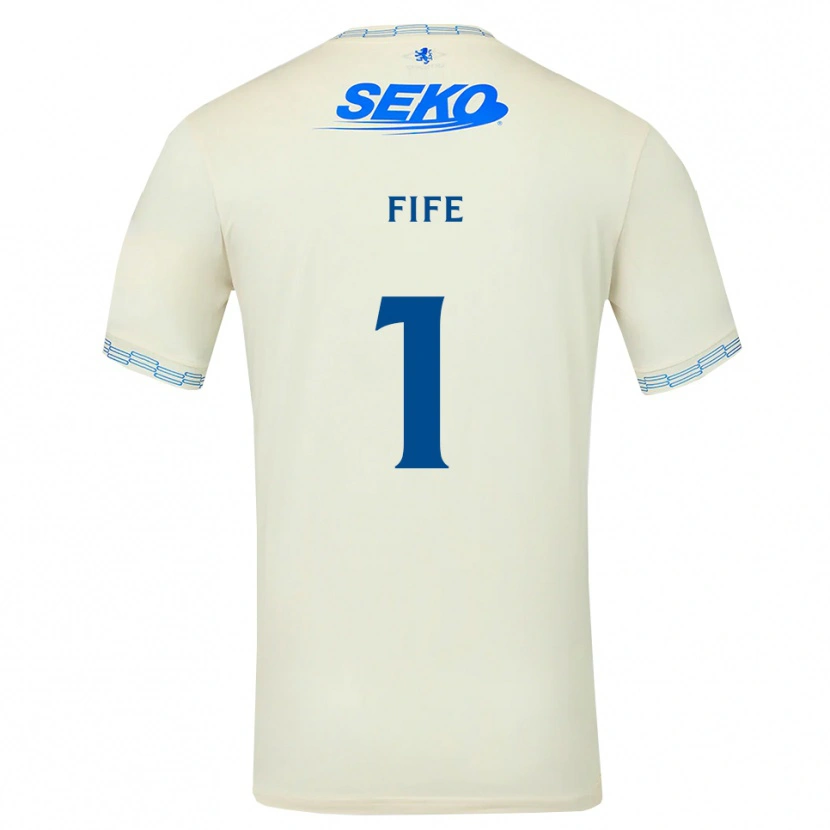 Danxen Bambino Maglia Jenna Fife #1 Bianco Blu Cielo Profondo Kit Gara Away 2026/27 Maglietta