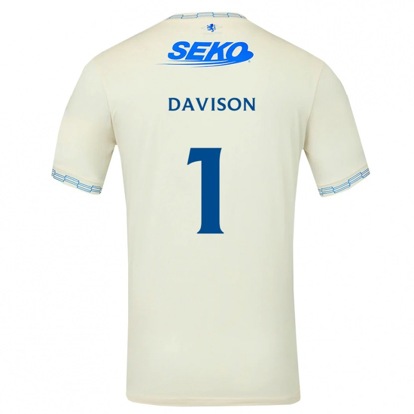 Danxen Bambino Maglia Hannah Davison #1 Bianco Blu Cielo Profondo Kit Gara Away 2026/27 Maglietta