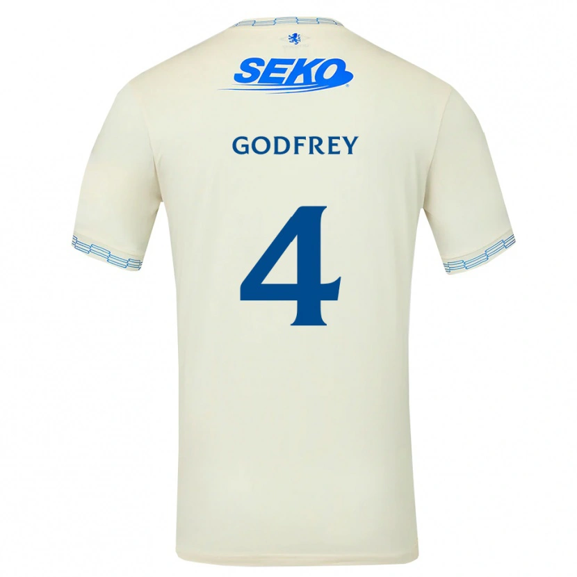 Danxen Bambino Maglia Ben Godfrey #4 Bianco Blu Cielo Profondo Kit Gara Away 2026/27 Maglietta