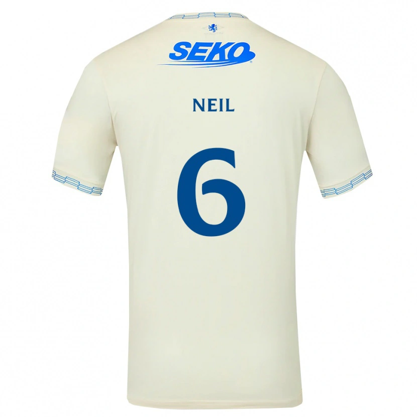 Danxen Bambino Maglia Dan Neil #6 Bianco Blu Cielo Profondo Kit Gara Away 2026/27 Maglietta