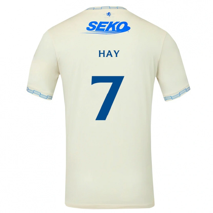 Danxen Bambino Maglia Brogan Hay #7 Bianco Blu Cielo Profondo Kit Gara Away 2026/27 Maglietta