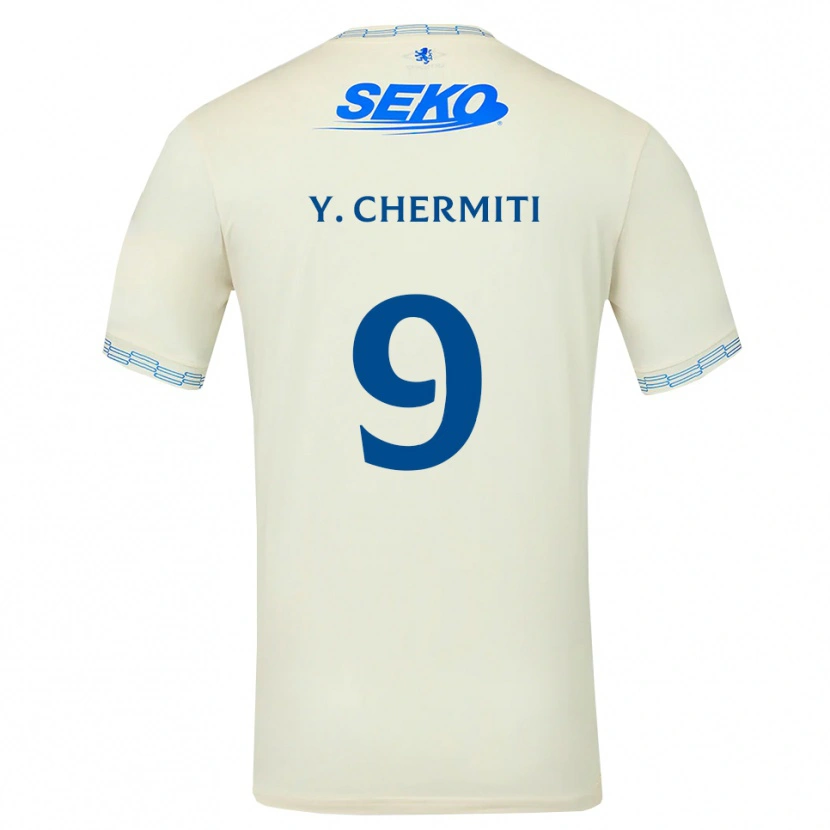 Danxen Bambino Maglia Youssef Chermiti #9 Bianco Blu Cielo Profondo Kit Gara Away 2026/27 Maglietta