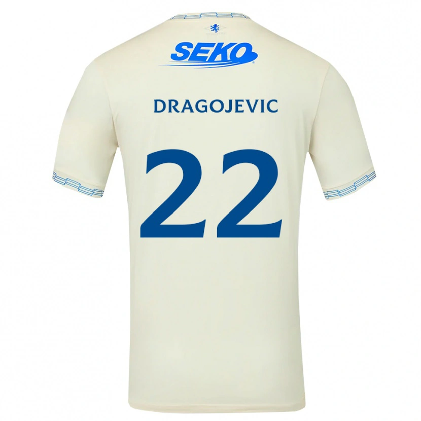 Danxen Bambino Maglia Vanja Dragojevic #22 Bianco Blu Cielo Profondo Kit Gara Away 2026/27 Maglietta