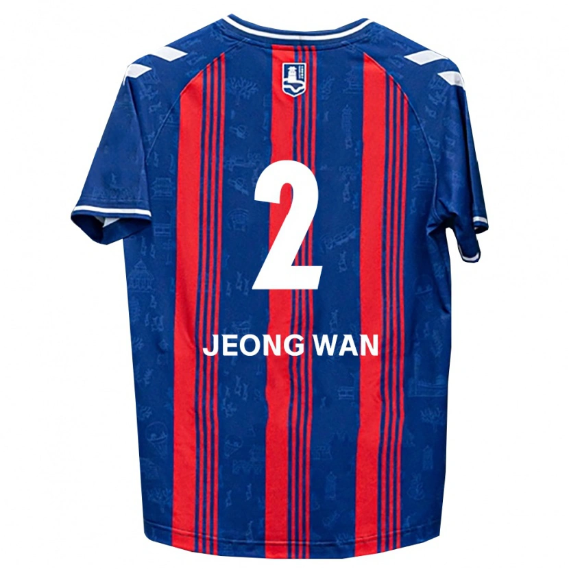 Danxen Uomo Maglia Jeong-Wan Kim #2 Blu Rosso Bianco Kit Gara Home 2026/27 Maglietta