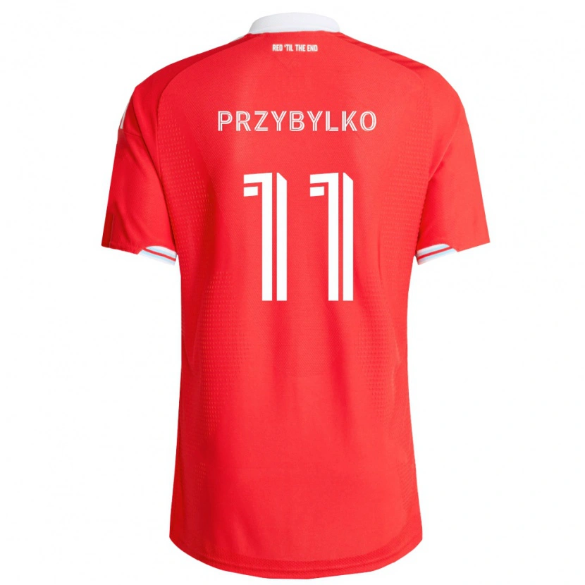 Danxen Uomo Maglia Kacper Przybylko #11 Rosso Blu Scuro Bianco Kit Gara Home 2026/27 Maglietta