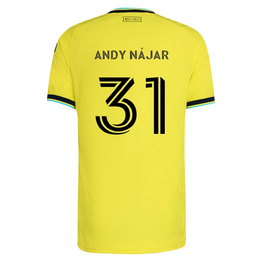 Danxen Uomo Maglia Andy Nájar #31 Giallo Brillante Blu Navy Kit Gara Home 2026/27 Maglietta