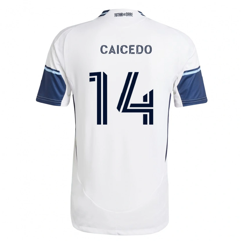 Danxen Uomo Maglia Bruno Caicedo #14 Bianco Blu Reale Kit Gara Home 2026/27 Maglietta
