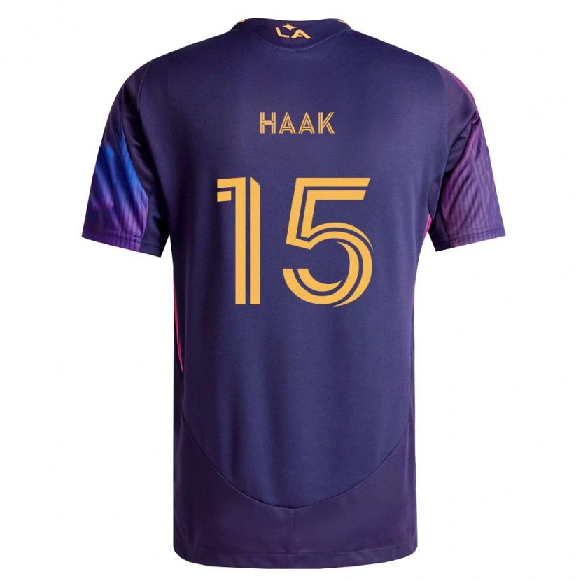 Danxen Uomo Maglia Justin Haak #15 Viola Scuro Giallo Kit Gara Away 2026/27 Maglietta