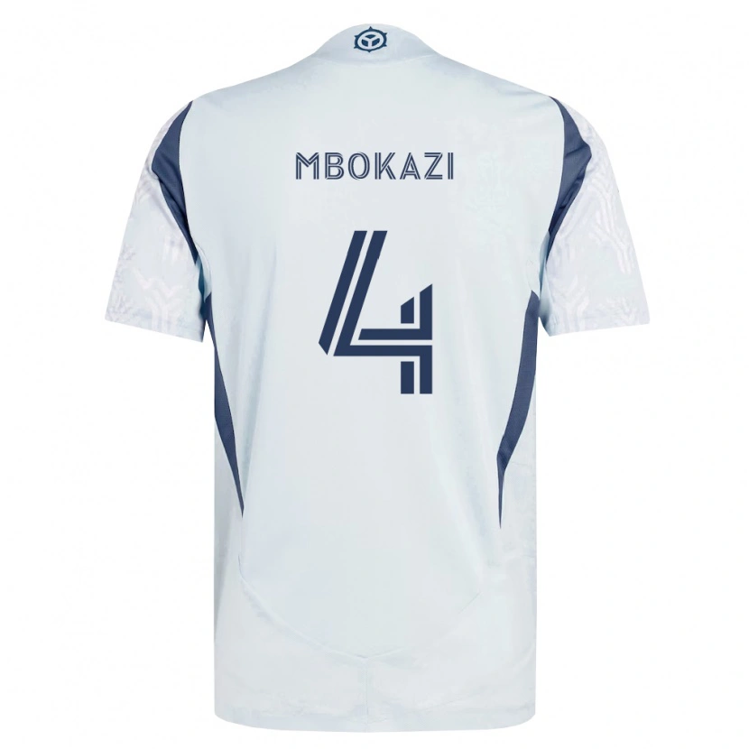 Danxen Uomo Maglia Mbekezeli Mbokazi #4 Grigio Bianco Kit Gara Away 2026/27 Maglietta