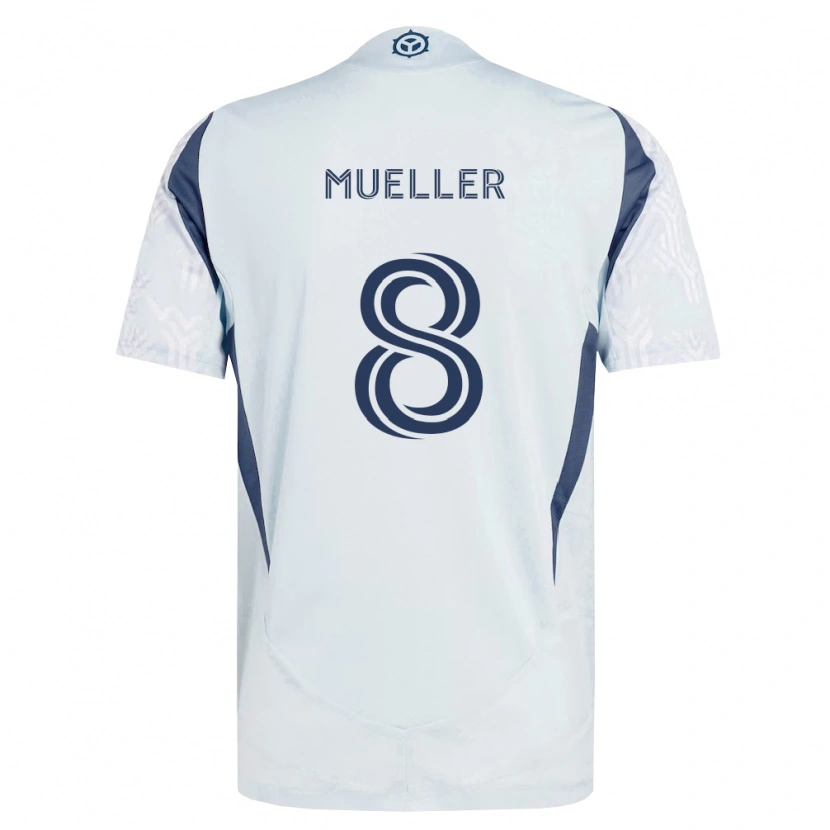 Danxen Uomo Maglia Chris Mueller #8 Grigio Bianco Kit Gara Away 2026/27 Maglietta