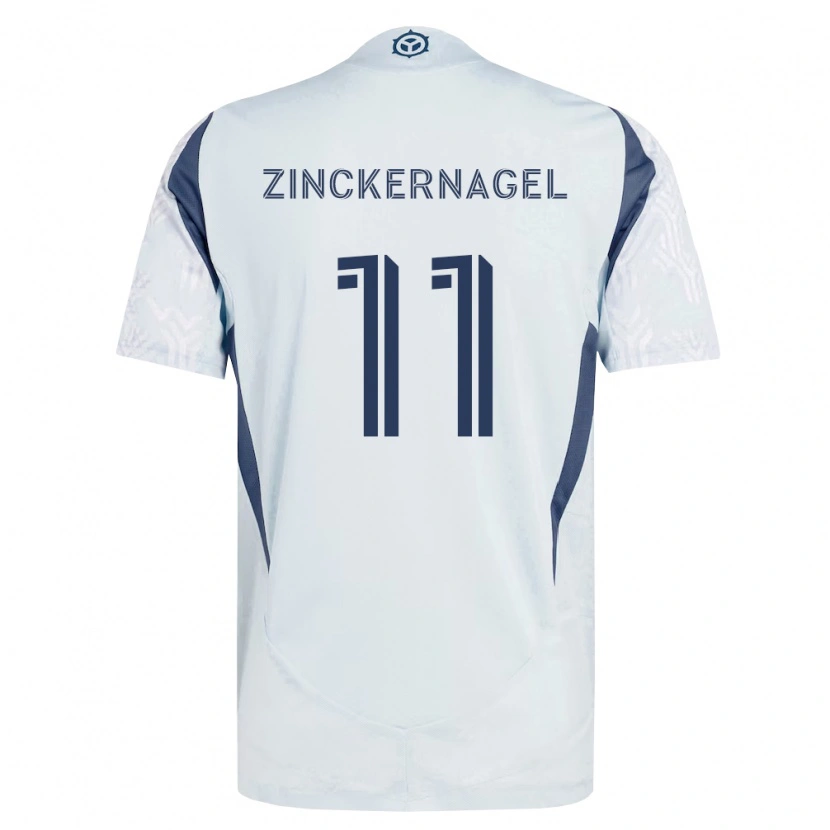 Danxen Uomo Maglia Philip Zinckernagel #11 Grigio Bianco Kit Gara Away 2026/27 Maglietta