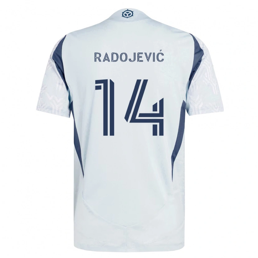 Danxen Uomo Maglia Viktor Radojević #14 Grigio Bianco Kit Gara Away 2026/27 Maglietta