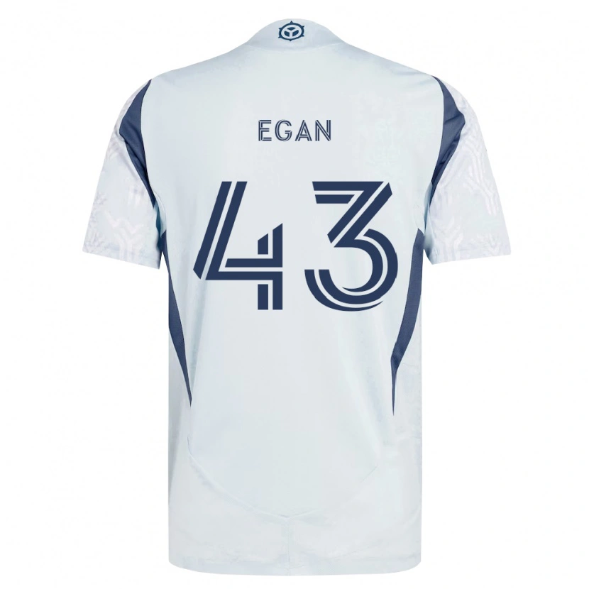 Danxen Uomo Maglia Noah Egan #43 Grigio Bianco Kit Gara Away 2026/27 Maglietta