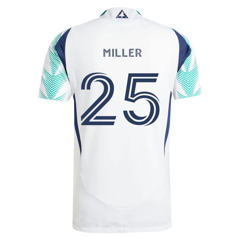 Danxen Uomo Maglia Peyton Miller #25 Bianco Blu Navy Verde Chiaro Kit Gara Away 2026/27 Maglietta