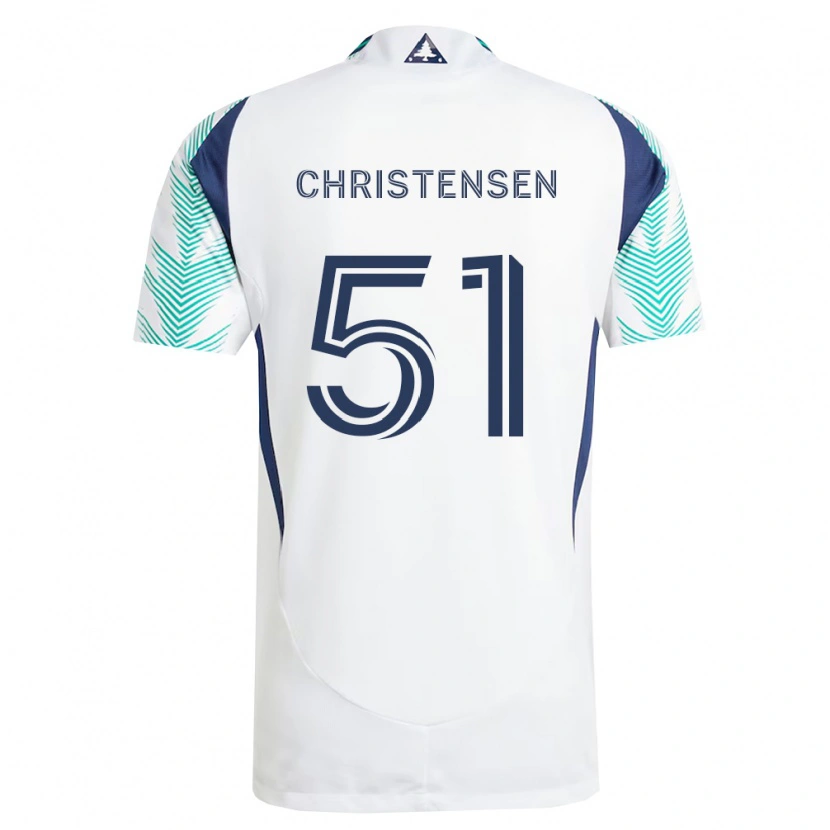 Danxen Uomo Maglia Kevin Christensen #51 Bianco Blu Navy Verde Chiaro Kit Gara Away 2026/27 Maglietta