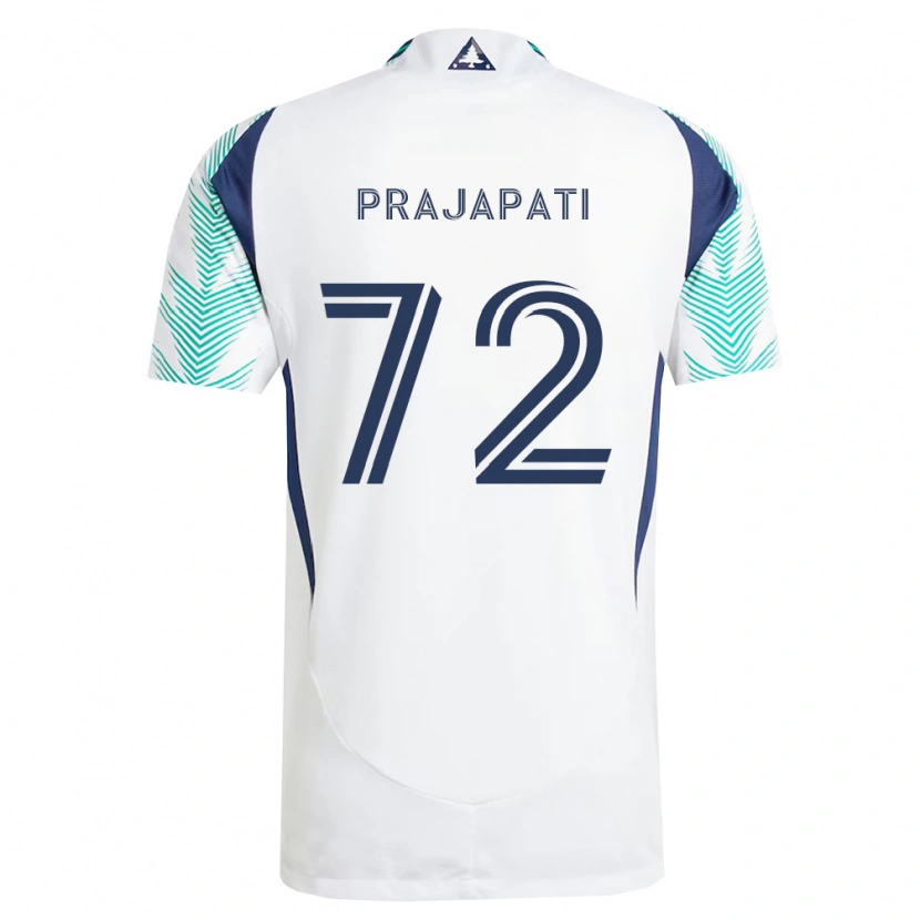Danxen Uomo Maglia Aarin Prajapati #72 Bianco Blu Navy Verde Chiaro Kit Gara Away 2026/27 Maglietta