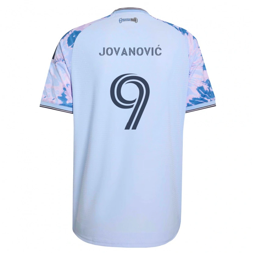 Danxen Uomo Maglia Luka Jovanović #9 Blu Reale Bianco Nero Kit Gara Away 2026/27 Maglietta