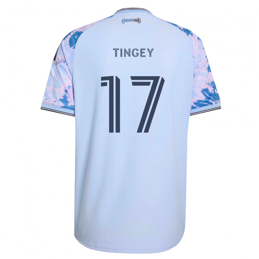 Danxen Uomo Maglia Keegan Tingey #17 Blu Reale Bianco Nero Kit Gara Away 2026/27 Maglietta