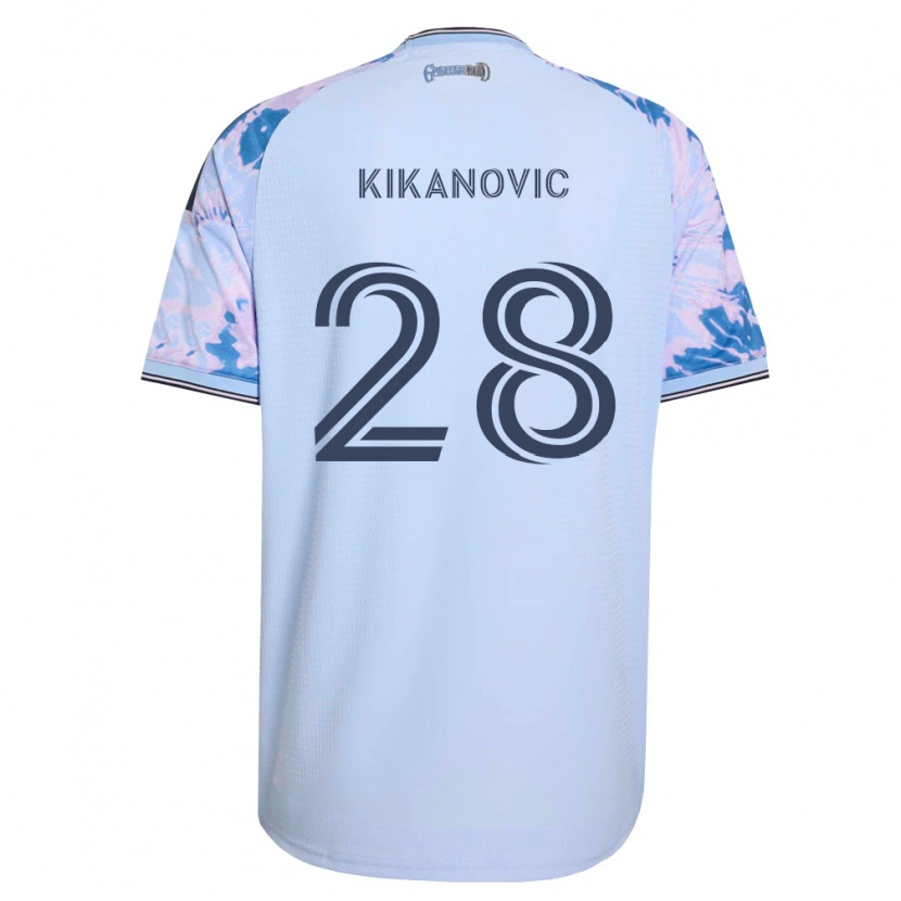 Danxen Uomo Maglia Benji Kikanović #28 Blu Reale Bianco Nero Kit Gara Away 2026/27 Maglietta