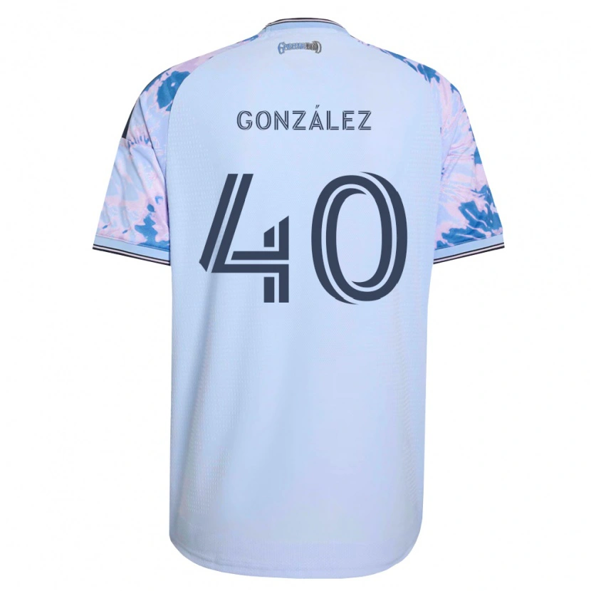 Danxen Uomo Maglia Jonathan González #40 Blu Reale Bianco Nero Kit Gara Away 2026/27 Maglietta