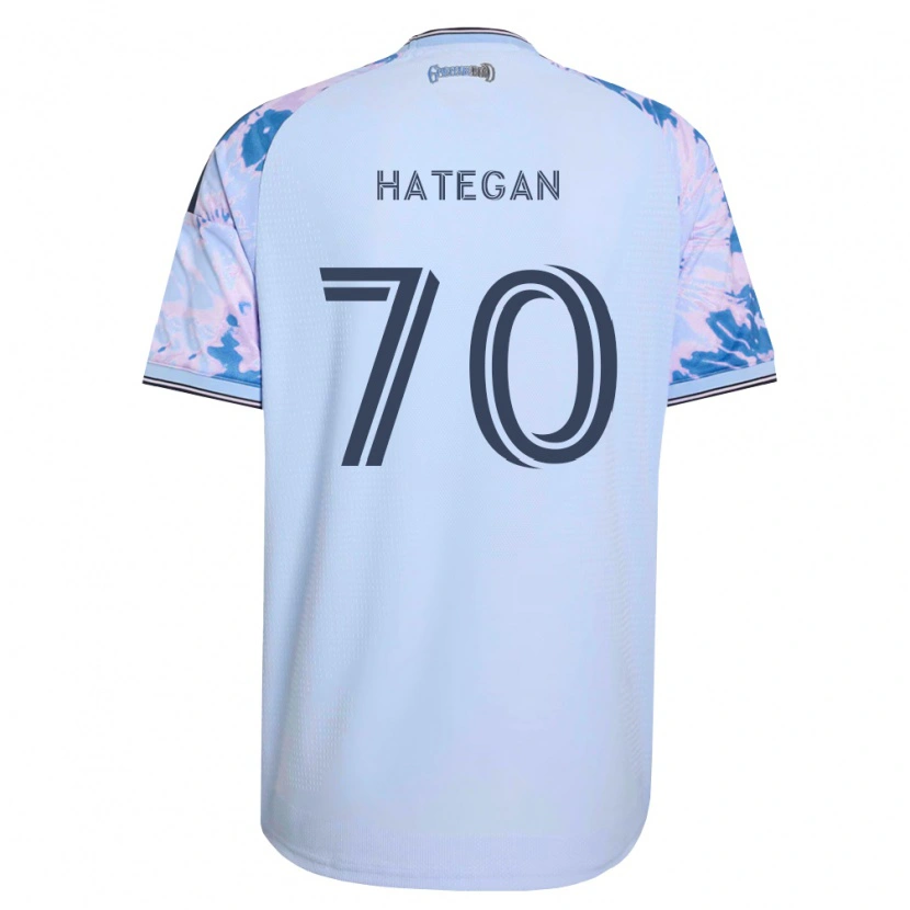 Danxen Uomo Maglia Roberto Hategan #70 Blu Reale Bianco Nero Kit Gara Away 2026/27 Maglietta