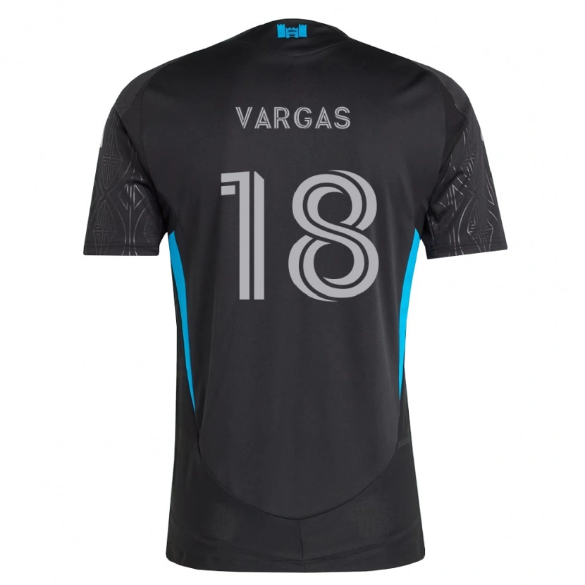 Danxen Uomo Maglia Kerwin Vargas #18 Nero Bianco Azzurro Kit Gara Away 2026/27 Maglietta