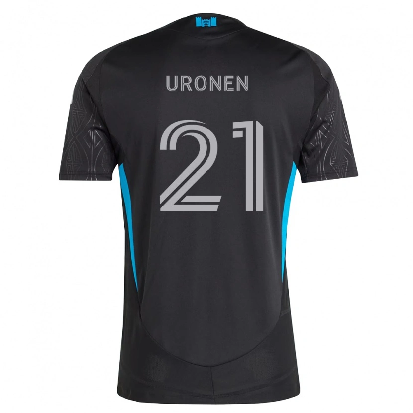 Danxen Uomo Maglia Jere Uronen #21 Nero Bianco Azzurro Kit Gara Away 2026/27 Maglietta