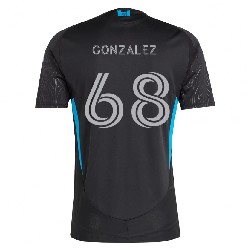 Danxen Uomo Maglia Carlos Gonzalez #68 Nero Bianco Azzurro Kit Gara Away 2026/27 Maglietta