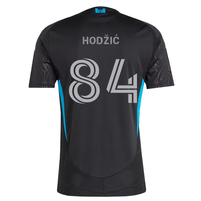 Danxen Uomo Maglia Amil Hodžić #84 Nero Bianco Azzurro Kit Gara Away 2026/27 Maglietta
