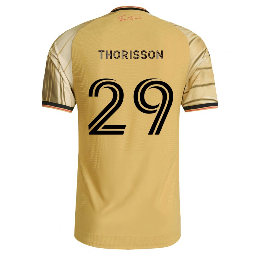 Danxen Uomo Maglia Nökkvi Thórisson #29 Marrone Giallo Nero Kit Gara Away 2026/27 Maglietta