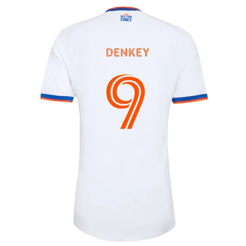 Danxen Uomo Maglia Kévin Denkey #9 Bianco Blu Navy Arancio Kit Gara Away 2026/27 Maglietta