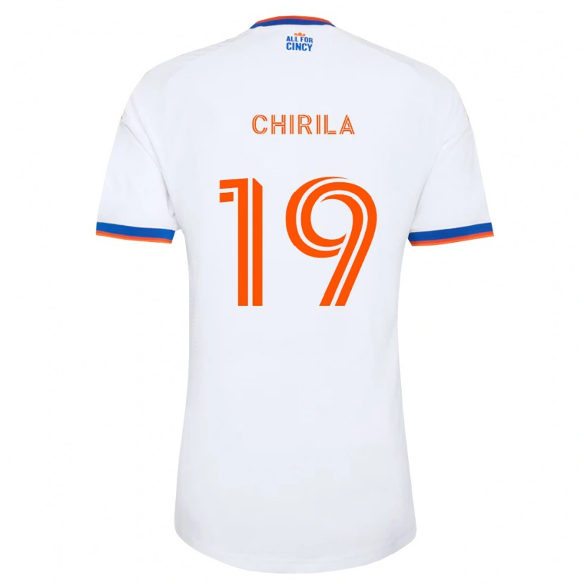 Danxen Uomo Maglia Ștefan Chirilă #19 Bianco Blu Navy Arancio Kit Gara Away 2026/27 Maglietta