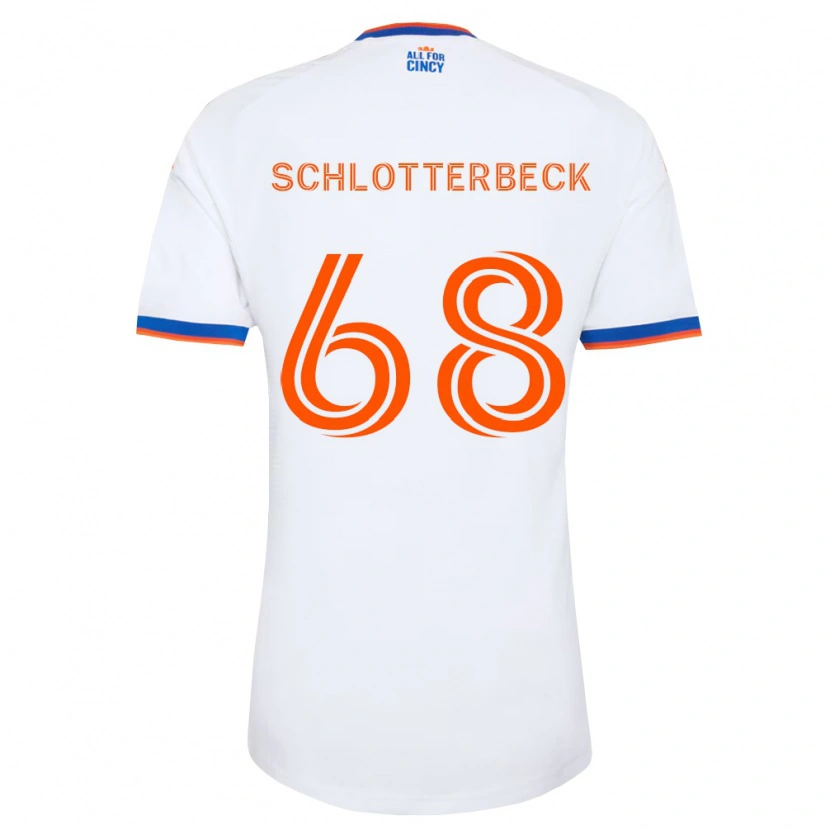 Danxen Uomo Maglia Ryan Schlotterbeck #68 Bianco Blu Navy Arancio Kit Gara Away 2026/27 Maglietta