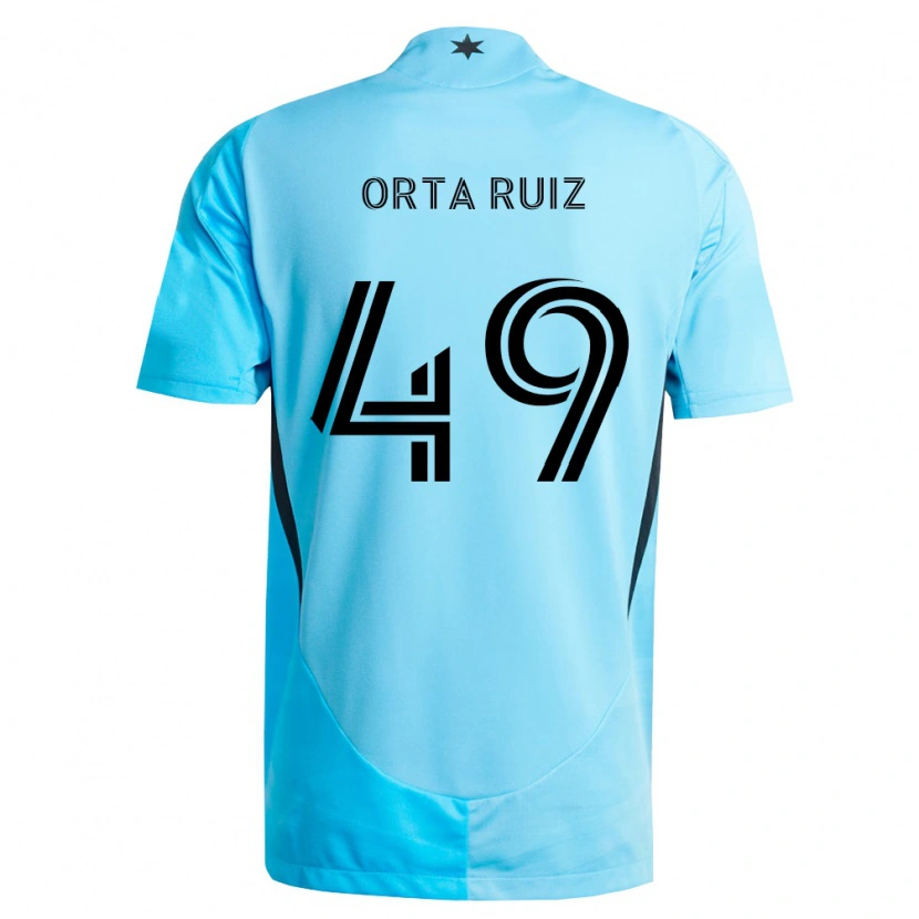 Danxen Uomo Maglia Jose Orta Ruiz #49 Azzurro Chiaro Nero Kit Gara Away 2026/27 Maglietta