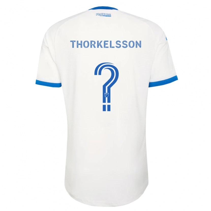 Danxen Uomo Maglia Róbert Orri Thorkelsson #0 Azzurro Bianco Kit Gara Away 2026/27 Maglietta
