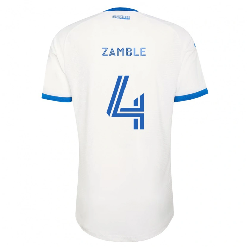 Danxen Uomo Maglia Ulrich Zamble #4 Azzurro Bianco Kit Gara Away 2026/27 Maglietta