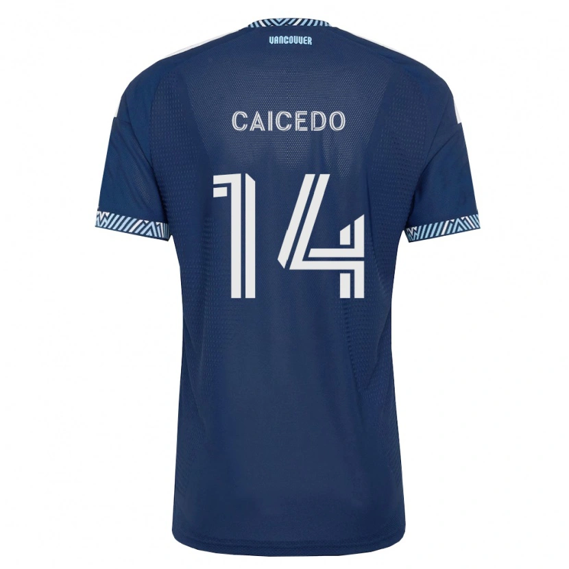 Danxen Uomo Maglia Bruno Caicedo #14 Blu Scuro Bianco Kit Gara Away 2026/27 Maglietta