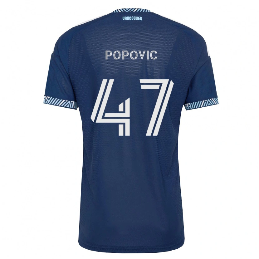 Danxen Uomo Maglia Marko Popović #47 Blu Scuro Bianco Kit Gara Away 2026/27 Maglietta