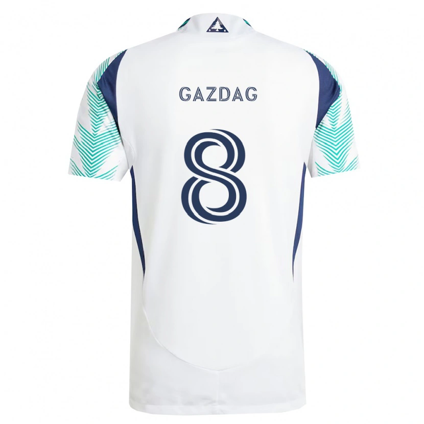 Danxen Uomo Maglia Dániel Gazdag #8 Bianco Blu Navy Verde Chiaro Kit Gara Away 2026/27 Maglietta